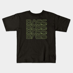 Bass Repeated Text Yellow Green Kids T-Shirt